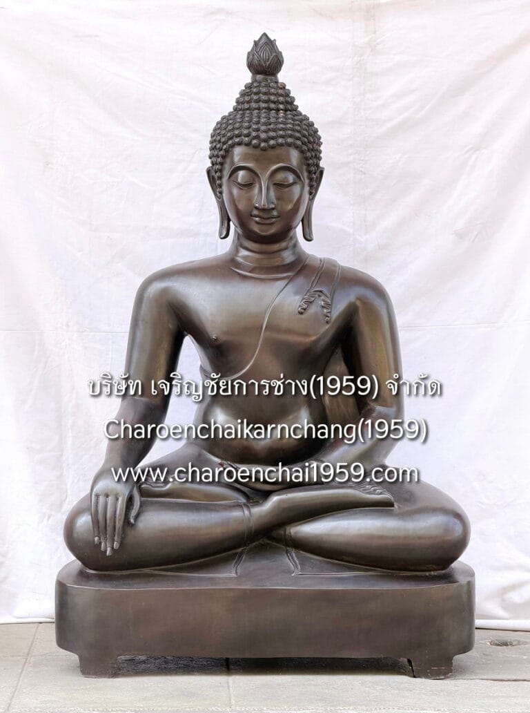 พระเชียงแสน 30 นิ้ว ฐานเตี้ย สดุ้งมาร พิมพ์สุก ทองเหลือง รมกีวี พิมพ์ จช.