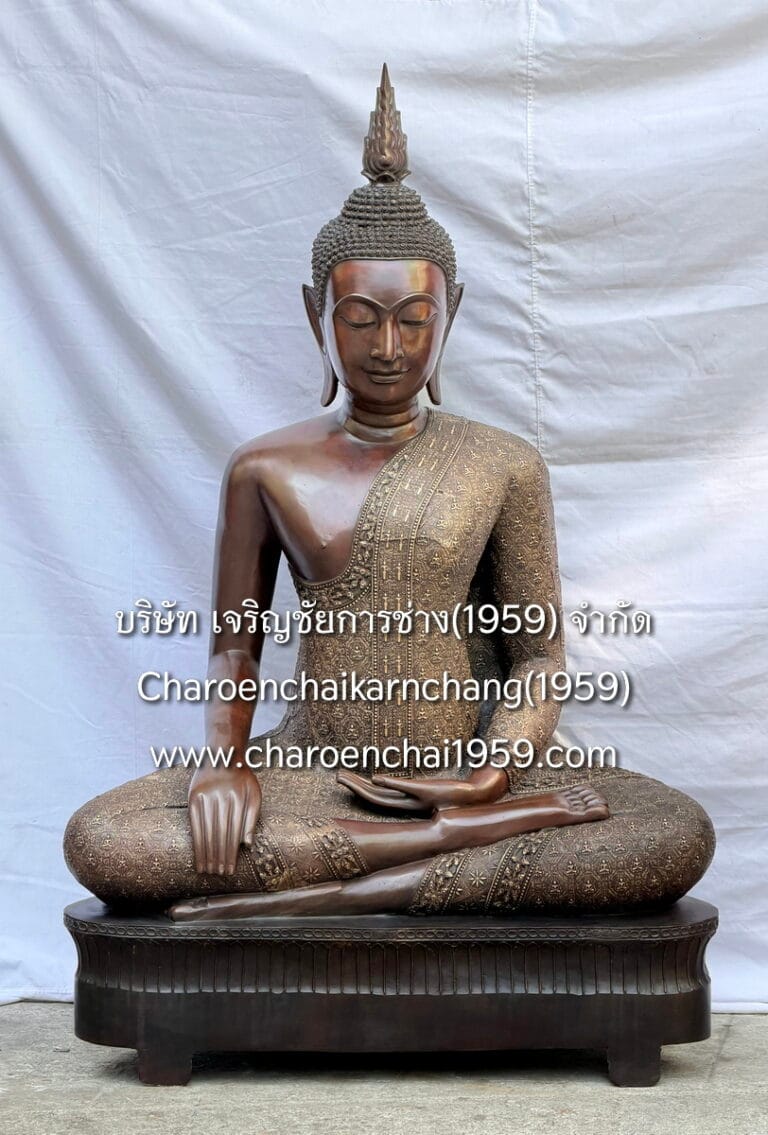 พระนั่ง 40 นิ้ว ห่มลาย (วัดท่าข้าม) ทองเหลือง รมกีวี พิมพ์ จช.