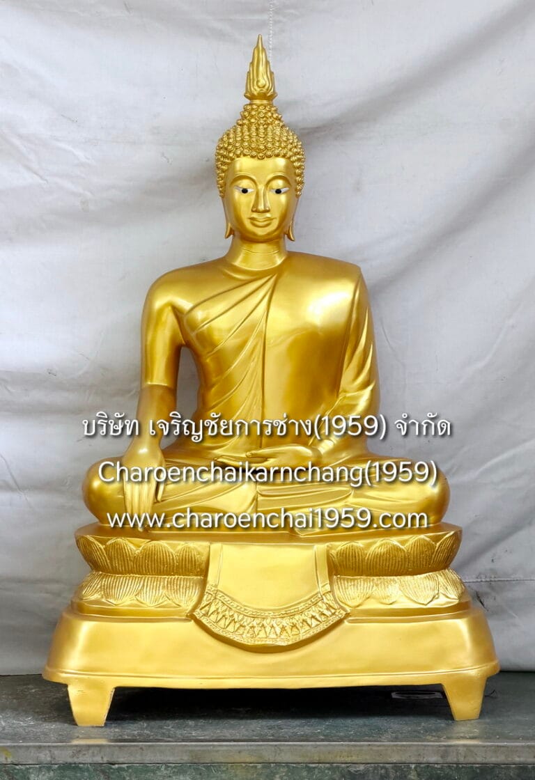 พระสุโขทัย 30 นิ้ว สดุ้งมาร ทองเหลือง พ่นสีทอง พิมพ์ จบ2.