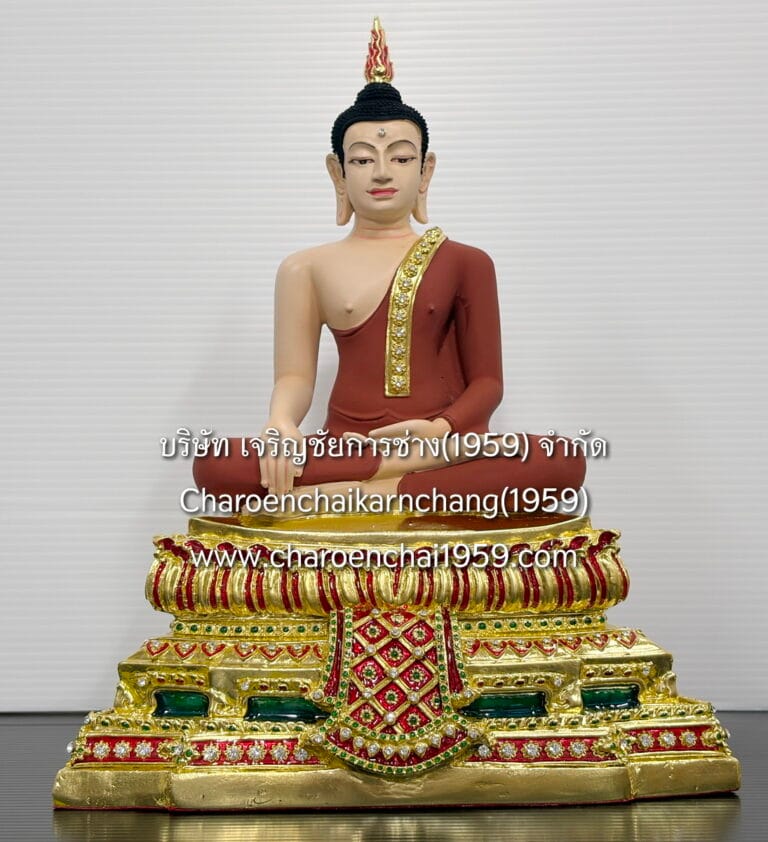 พระอู่ทอง 5 นิ้ว เรซิ่น สดุ้งมาร เพ้นท์กาย ตีลาย ปิดทอง100% ลงยา พิมพ์ จช.สศ.