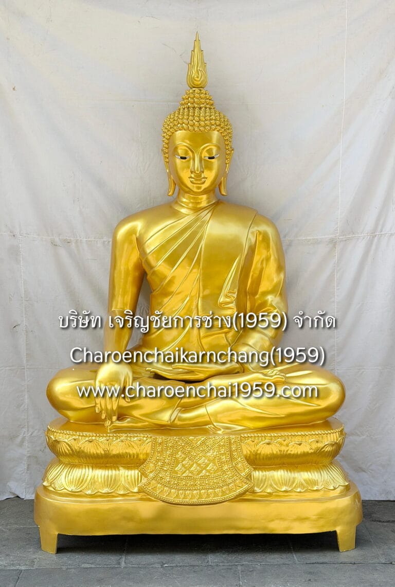 พระสุโขทัย 60 นิ้ว ฐานบัว สดุ้งมาร ทองเหลือง พ่นสีทอง พิมพ์ ย.