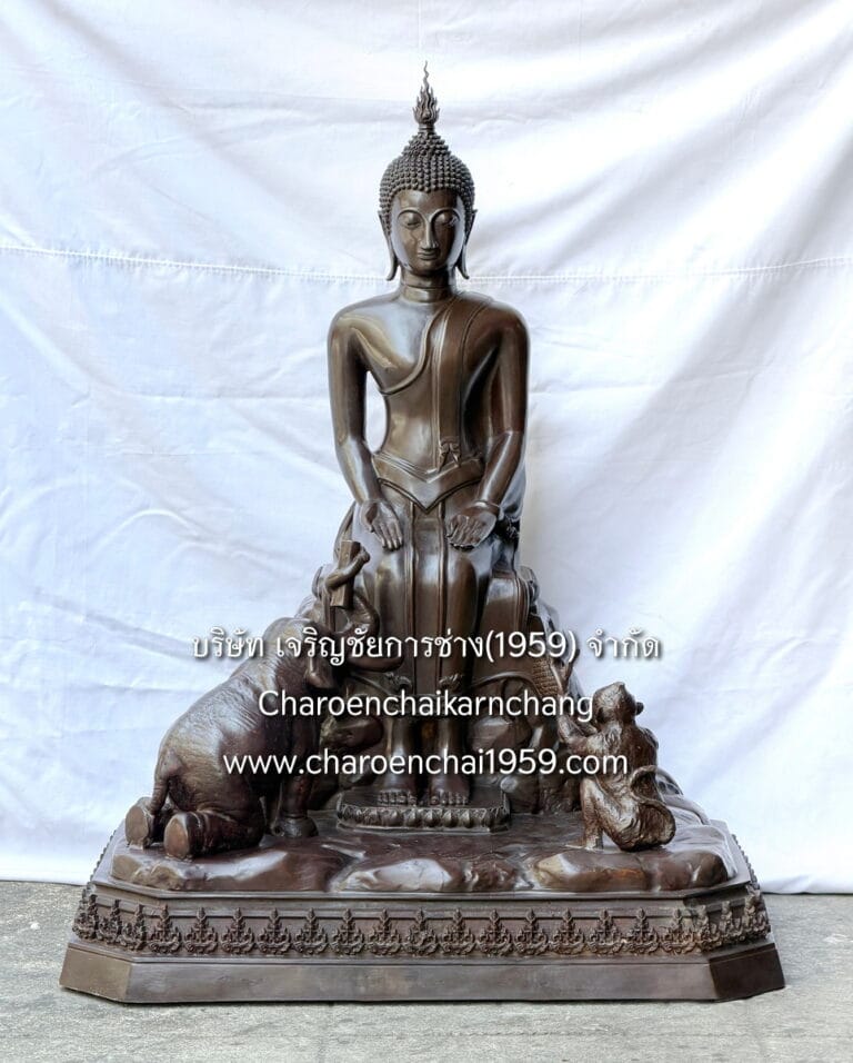 พระป่าเลไลยก์ 15 นิ้ว พิมพ์สวย พุทธเจริญชัยศิลป์ ทองเหลือง รมกีวี พิมพ์ จช.