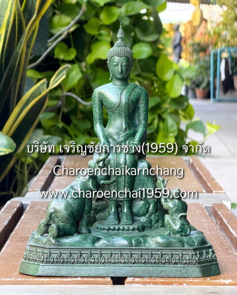 พระป่าเลไลยก์ 5 นิ้ว พุทธเจริญชัยศิลป์ พิมพ์สวย สีเขียวลายหินทั้งองค์ พิมพ์ ส.จช.ล2.