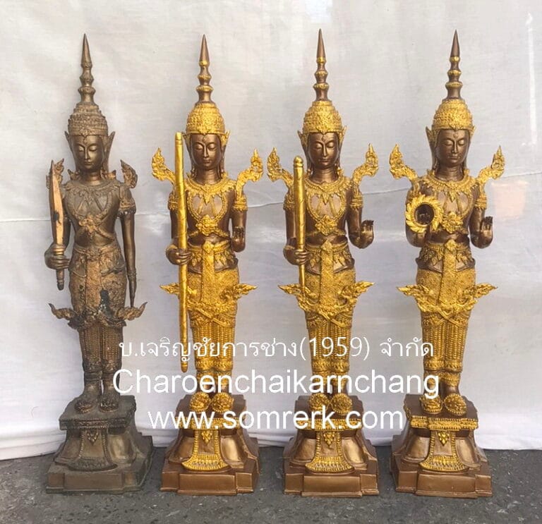 ท้าวจตุโลกบาล 15 นิ้ว ทองเหลือง สีมันปูทาทอง พิมพ์ บม.