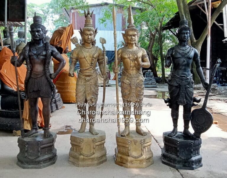 ท้าวจตุโลกบาล 35 นิ้ว ทองเหลือง รมกีวี พิมพ์ จช. (ท้าวเวสสุวรรณ ท้าววิรูปักษ์ ท้าววิรุฬหก ท้าวธตรฐ)