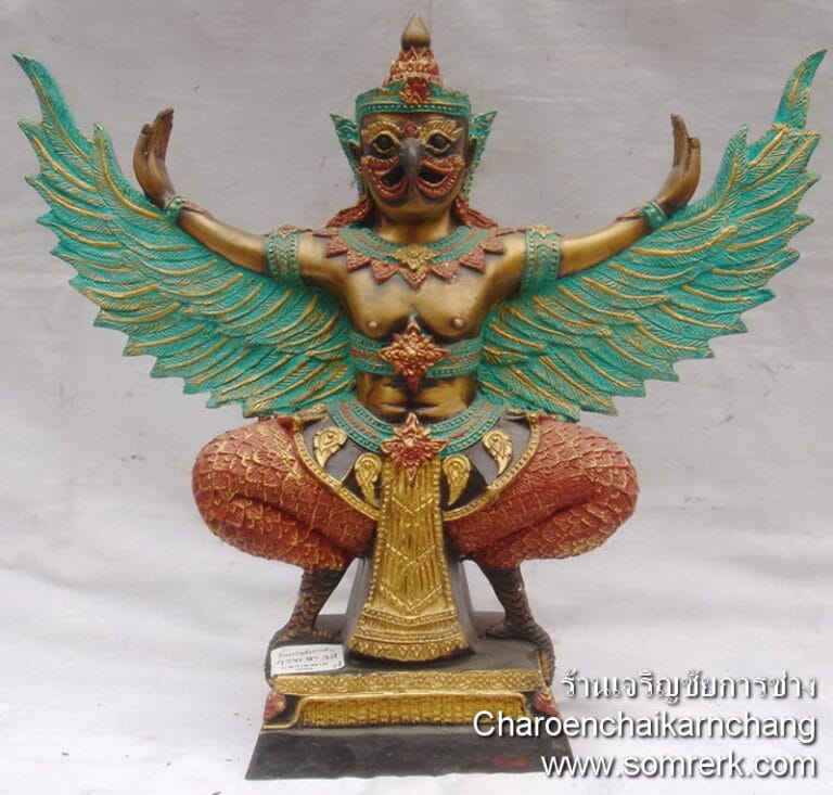 พญาครุฑ 9 นิ้ว ทองเหลือง เพ้นท์สี ตฮล.