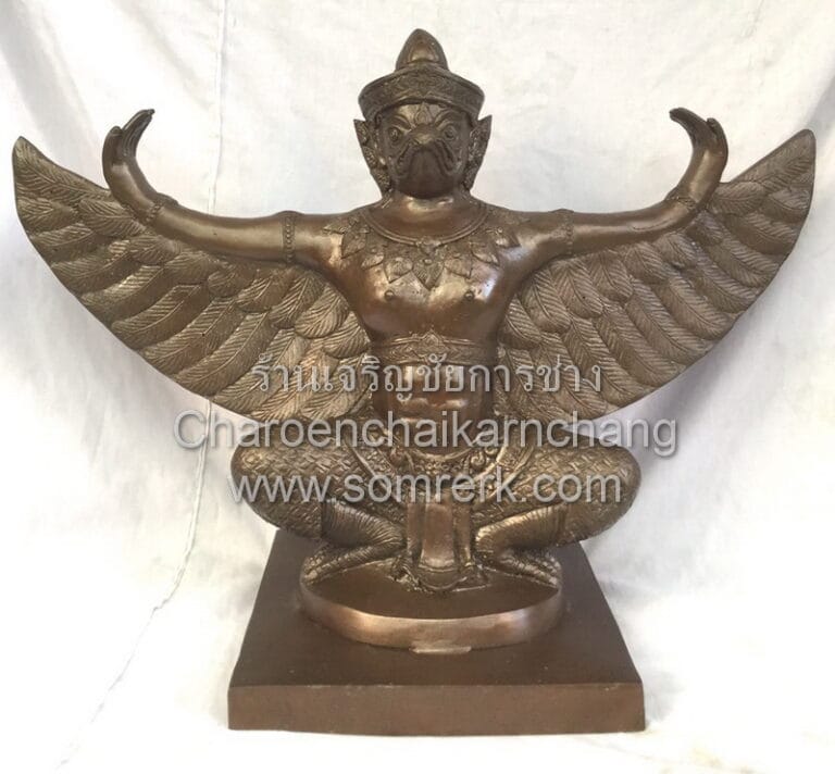 พญาครุฑ 15 นิ้ว นั่ง ทองเหลือง สีมันปู พิมพ์ วชญ.