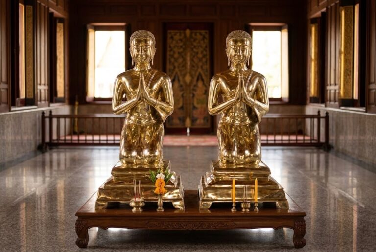 พระโมคลา 25 นิ้ว ท่านั่ง ทองเหลือง ขัดเงา