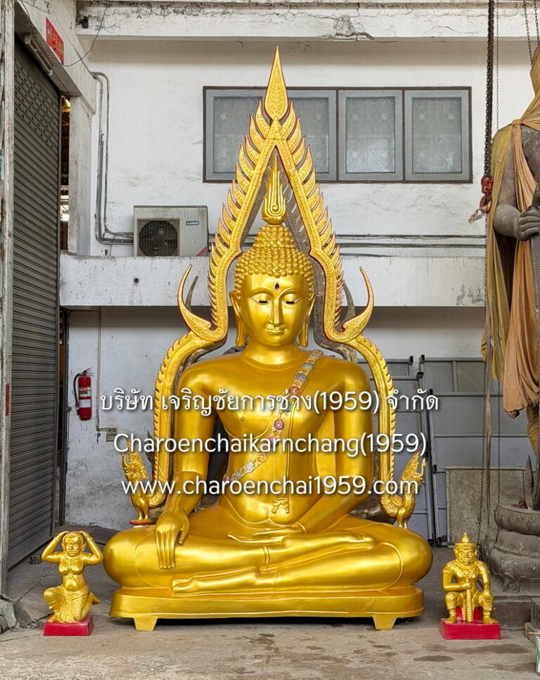 พระชินราช 100 นิ้ว ฐานเตี้ย พ่นสีทอง พิมพ์ บป. H450 W270 D140 ซม.